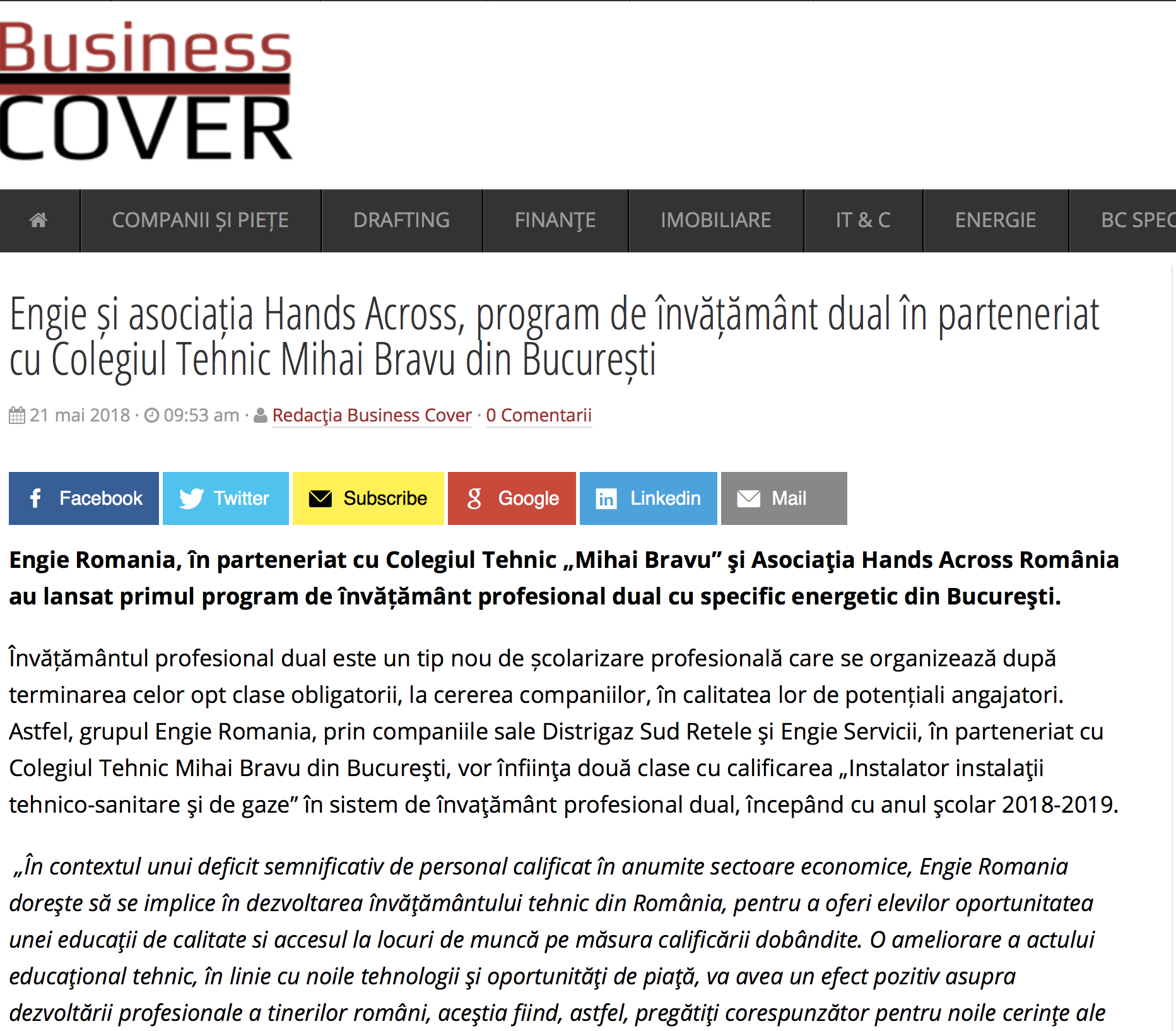 business cover